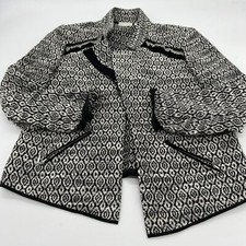 Chicos Black White Geometric Jacket Blazer with Chains size 1/medium