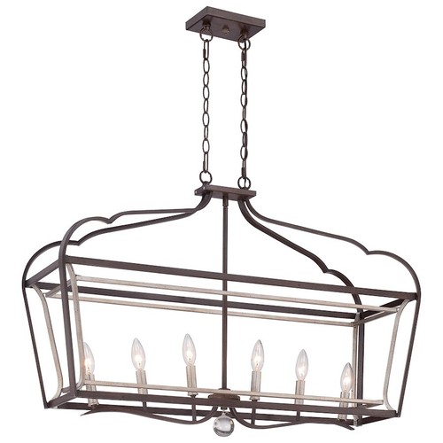 Minka Lavery Astrapia 6 Light Island Light, Sienna w/Aged Silver - 4346-593