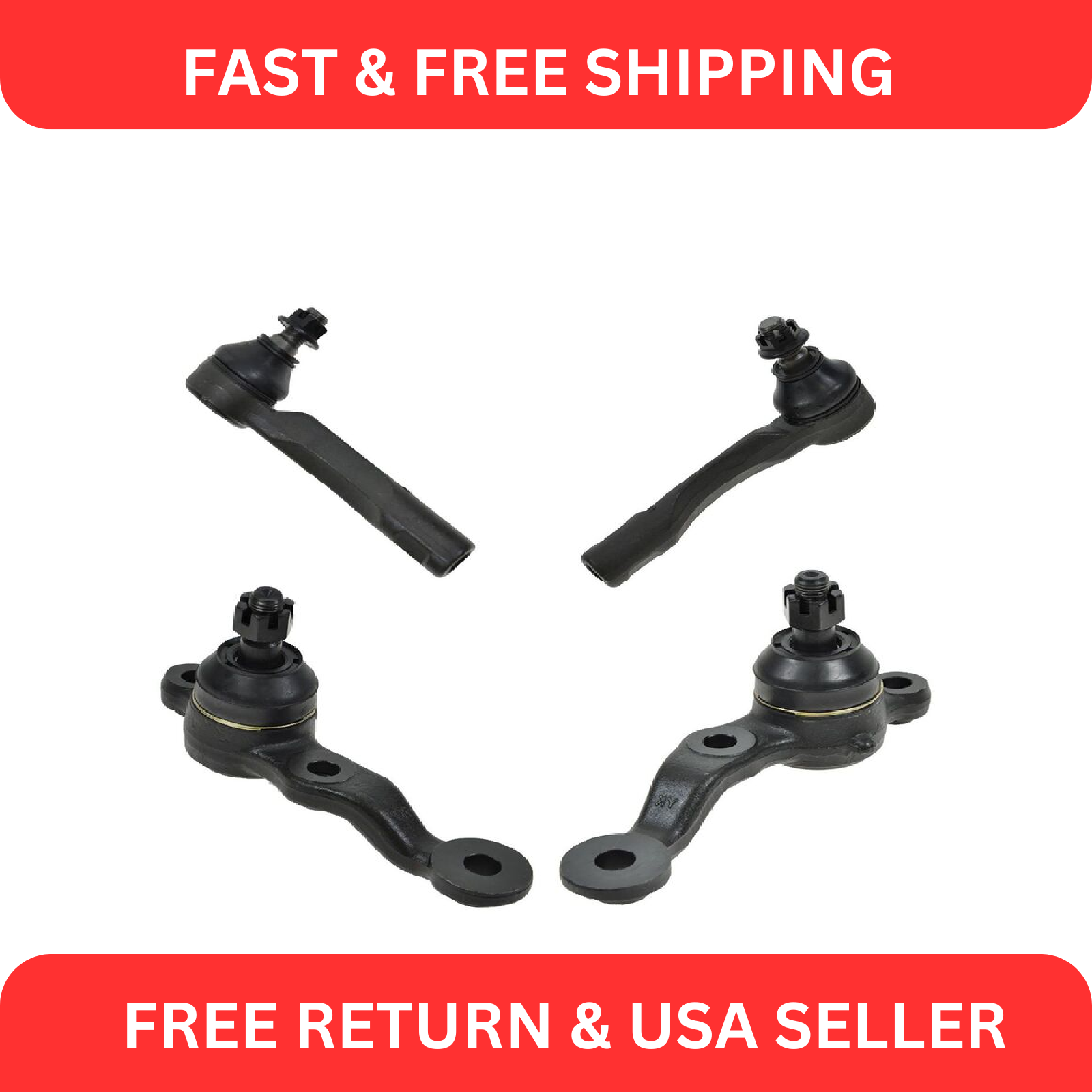 Front Outer Tie Rods Ends & Lower Ball Joints Kit Set of 4 for 0105