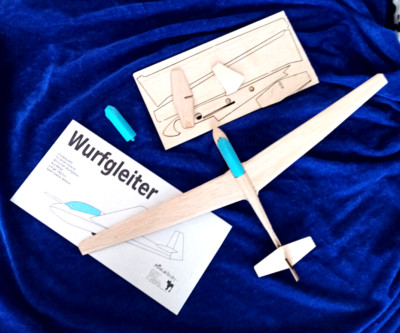 Minkaklecks 1x WURFGLEITER  38cm  Modellbausatz  Flugzeug   Holz   Segelflugzeug