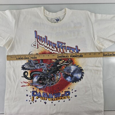 VTG 1990 Judas Priest Painkiller Band Concert T-Shirt L Clash Of