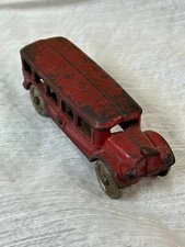 Vintage Arcade AC Williams Cast Iron Red Fageol Bus 5 Windows Toy 1930's