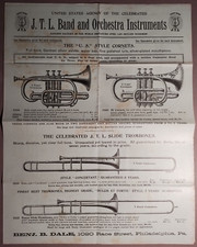 1900 JTL Band  Orchestra Musical Instruments Circular Brochure   B4-65