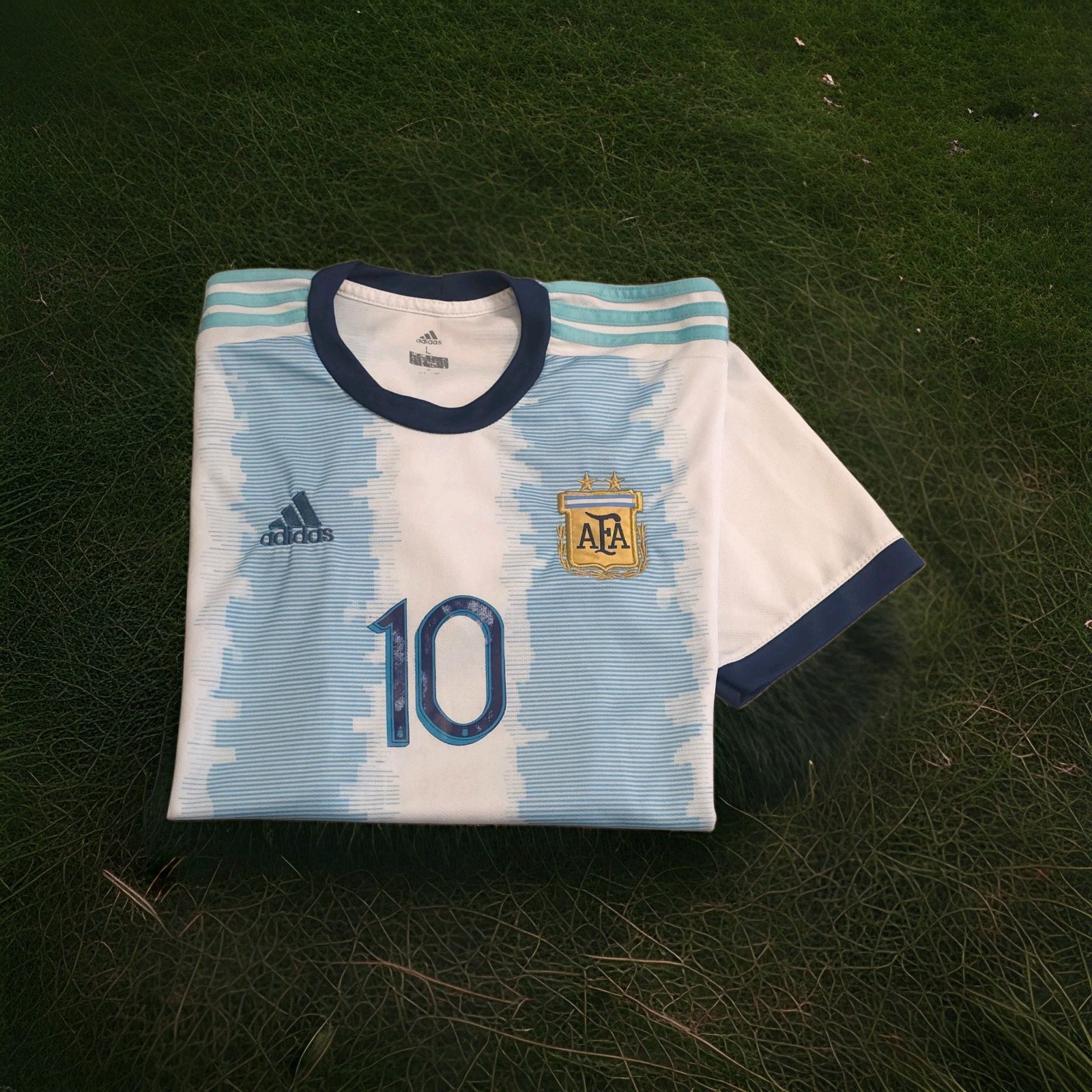 Adidas Messi Argentina home Soccer Jersey #10 Size Large AFA