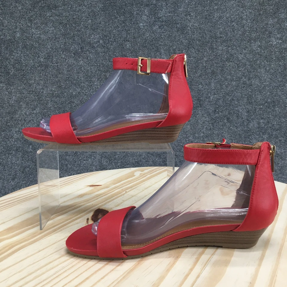 Kenneth Cole 反应凉鞋女式 7.5 M Great Vibe 踝带红色皮革 — 第 2/4 张图片