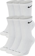 Nike Everyday Drifit Cushioned Trainng UNISEX Crew Sock,MEDIUM 6-8 ,6PAIR,White