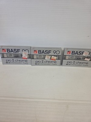 NEW SEALED LOT OF 3 BASF Pro Chrome Extra II 60 Hi Fi Stereo Cassette Blank Tape