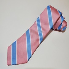 Goodfellow Co Pink Blue Men's Repp Striped Neck Tie 100 Recycled Polyester