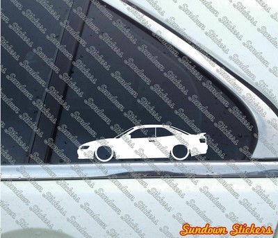 2x Lowered car outline stickers - for Toyota Corolla Levin BZR Coupe AE111 L1042