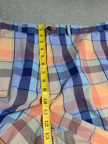 Brooks Brothers Shorts Mens 32 Plaid Madras Golf Stretch Orange Blue 9” Inseam - Picture 11 of 13