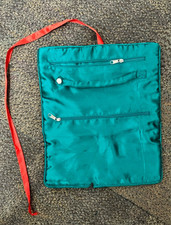 Embroidered Satin Folding jewelry bag with Zipper Handle in Brown/Red BlueYellow