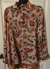 Johnny Was Workshop Pink Paris Blouse Boho Chic Floral Womens S 100 Ramie