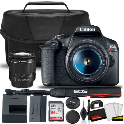 Canon Rebel T7 DSLR Camera W/ 18-55mm Lens + Bag + Sandisk 64GB + Care Kit