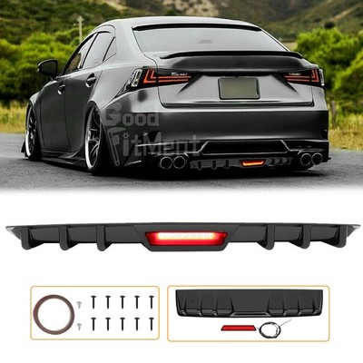 For Lexus IS250 IS350 Car Rear Bumper Diffuser Splitter w/ LED Tail Break Light