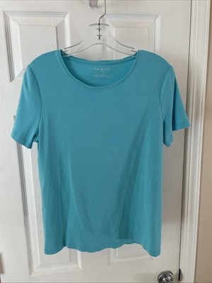 TALBOTS Womens Size L Short Sleeve Blue round neck Pull Over Gorgeous