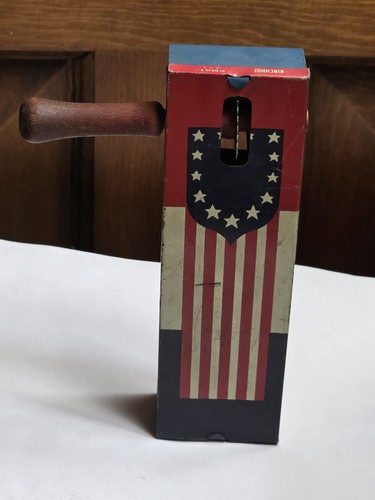 Rare KIRCHHOF vintage Patriotic Flag Wood Handled Noisemaker 