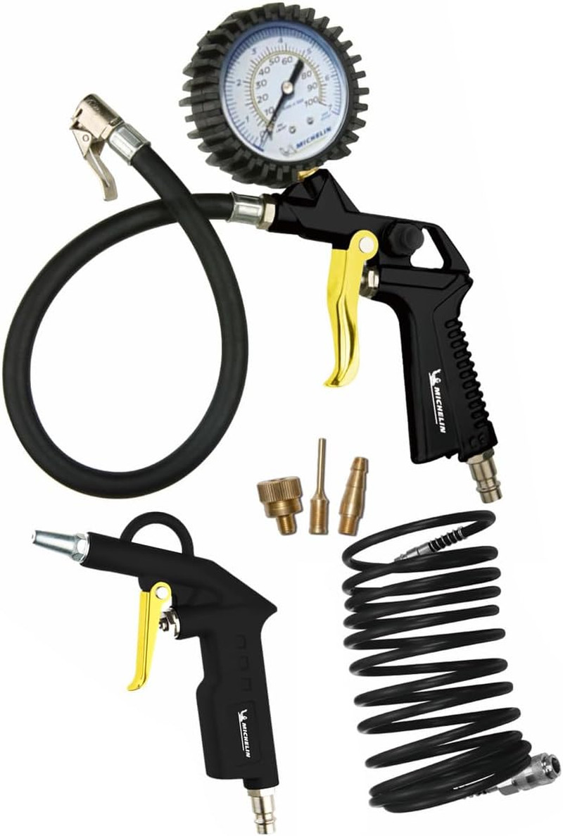 Kit 3 Accessori Pneumatici per Compressore: Tubo 5m e Pistole in Lega