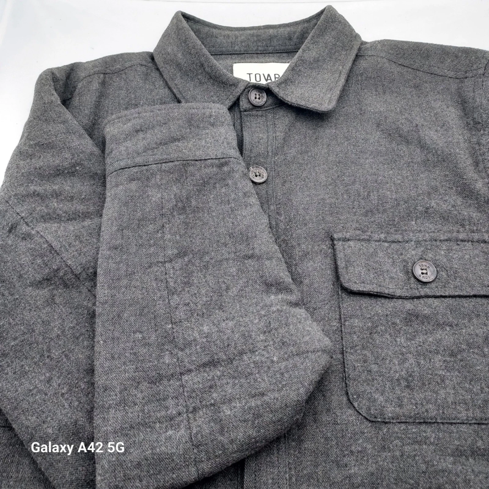 TOVAR Mens Charcoal Grey Quilted Shirt Jacket Button Up Cotton Shacket