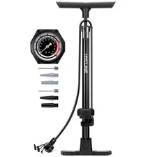 Bike Floor Pump with Gauge High Pressure 160 PSI Full Size Black 43 Inch L