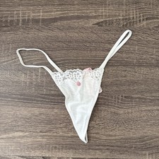 Victoria s Secret Large, White Lace, Trim, Micro Thong Panties
