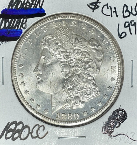 1880-CC Morgan Silver DolIar $1 Gem Brilliant Uncirculated.