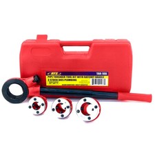 HFS(R) Pipe Threader Tool Kit Ratchet Handle + 3 Dies Set- 1/2", 3/4", 1" + Case