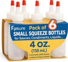Plastic Squeeze Bottles with Red Tip Cap, 4 Oz Squirt Bottle For Ketchup, BBQ, S