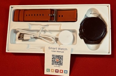 Mens Smart Watch - GPS Tracker / Compass, Blood Oxygen - Red Or Black Band - New
