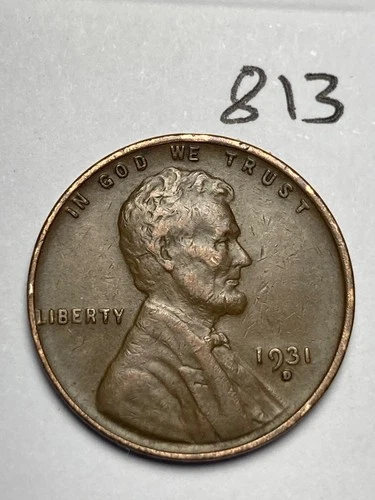 1931-D LINCOLN WHEAT CENT, nice condition, "Extremely Fine", low mintage, #813