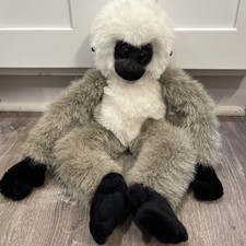 Dakin Monty Monkey Plush Stuffed Animal Black White Gray 1989 VTG