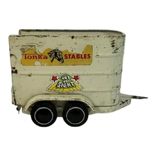 Vintage Tonka Stables Horse Trailer – White Metal Toy 1960s 