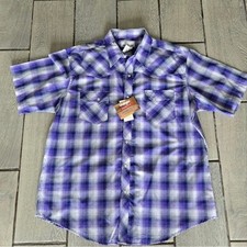 Wrangler Western Plaid Short Sleeve Snap Button Shirt Men's XL