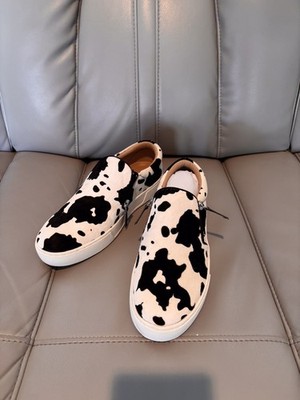 Very Volatile Normande Black & White Cow Print Sneakers 9 NIB