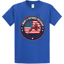 NEW Artbag Ink Clothing TATTOOED PRESIDENT BLUE Tee Shirt SM-4XLARGE MADE IN USA