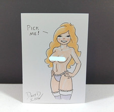 Original Pinup Drawing - Artist Sketch Card 1/1 - David Icon - PSC - ACEO - ATC