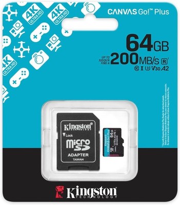 Kingston Technology 64GB microSDXC Canvas Go Plus Gen4 200MB/s A2 U3 V30 Karte...