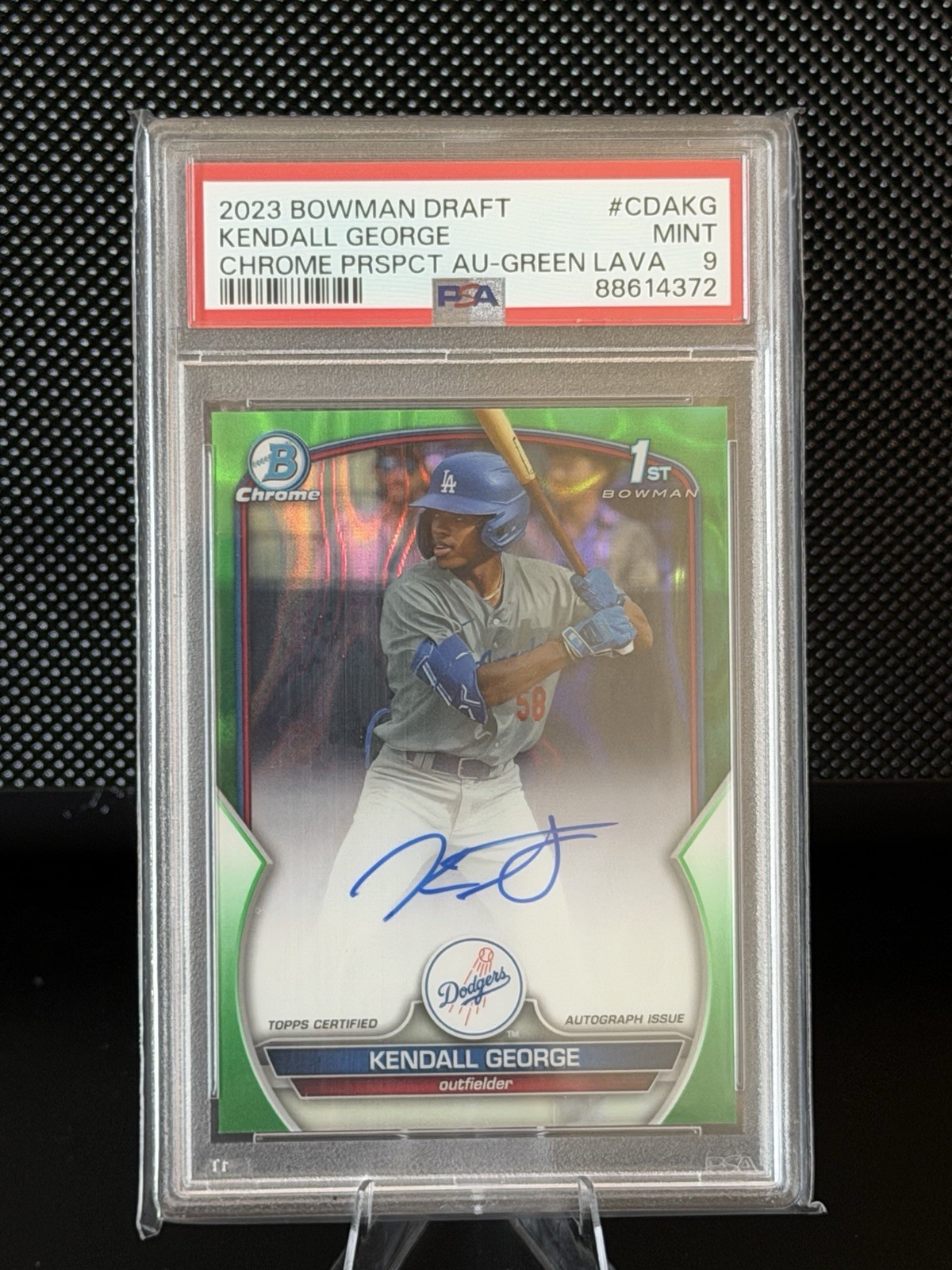 2023 1st Bowman Chrome Kendall George Green Lava Auto /99 PSA 9