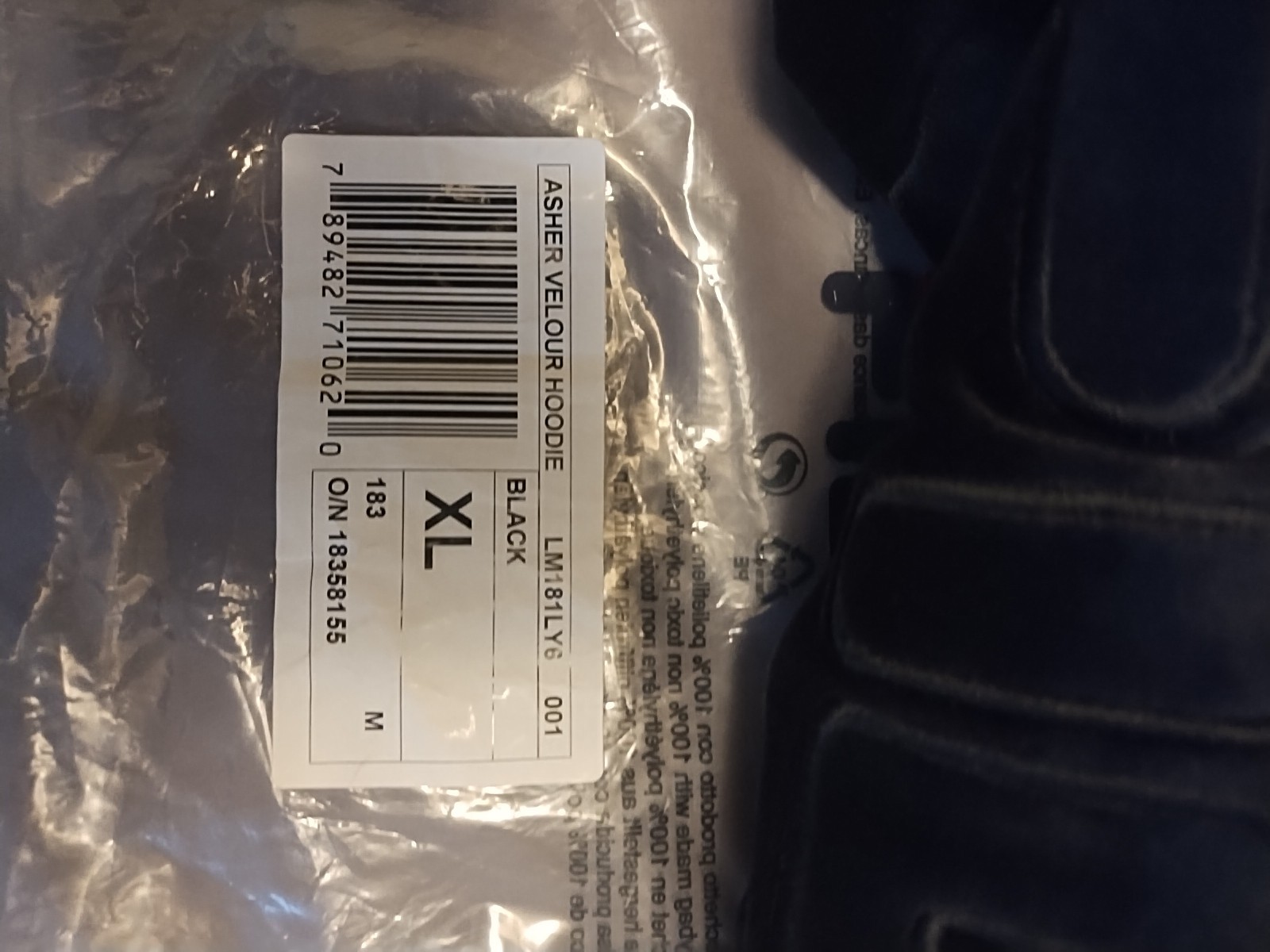 Giacca da pista leggera Fila Asher Velour nera con cappuccio taglia XL