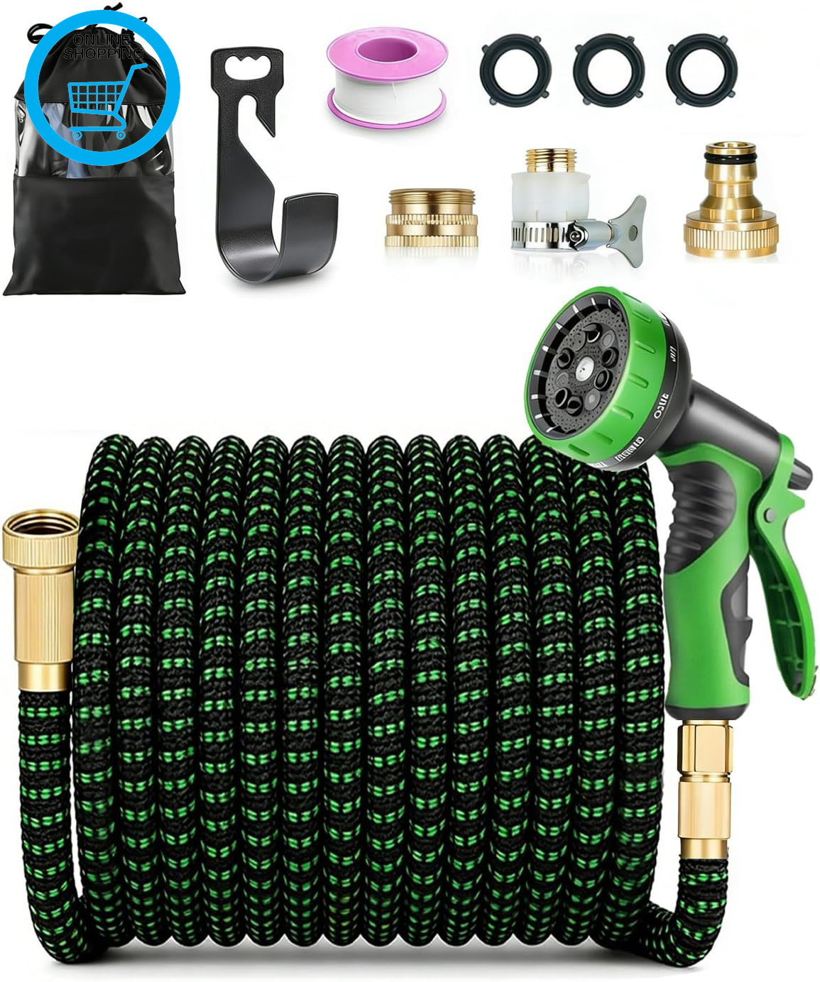 Expandable Garden Hose Pipe 150FT/45M, Flexible Water Hose with 10-Pattern Spray