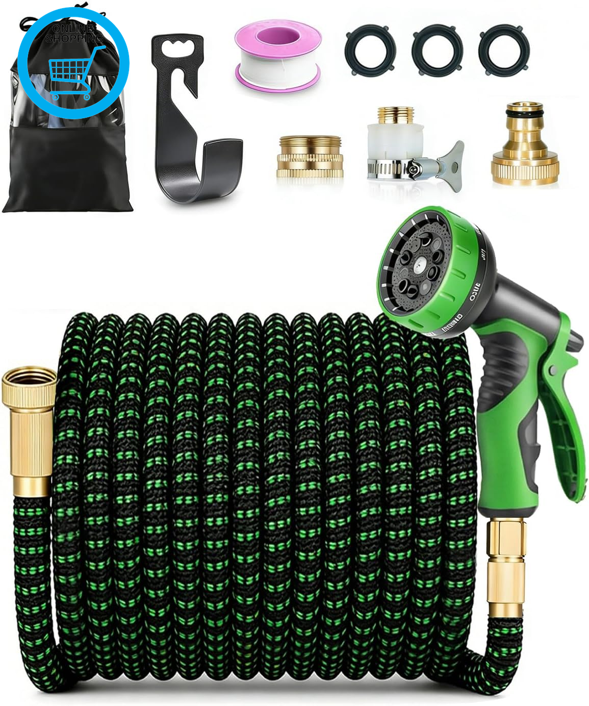 Expandable Garden Hose Pipe 150FT/45M, Flexible Water Hose with 10-Pattern Spray