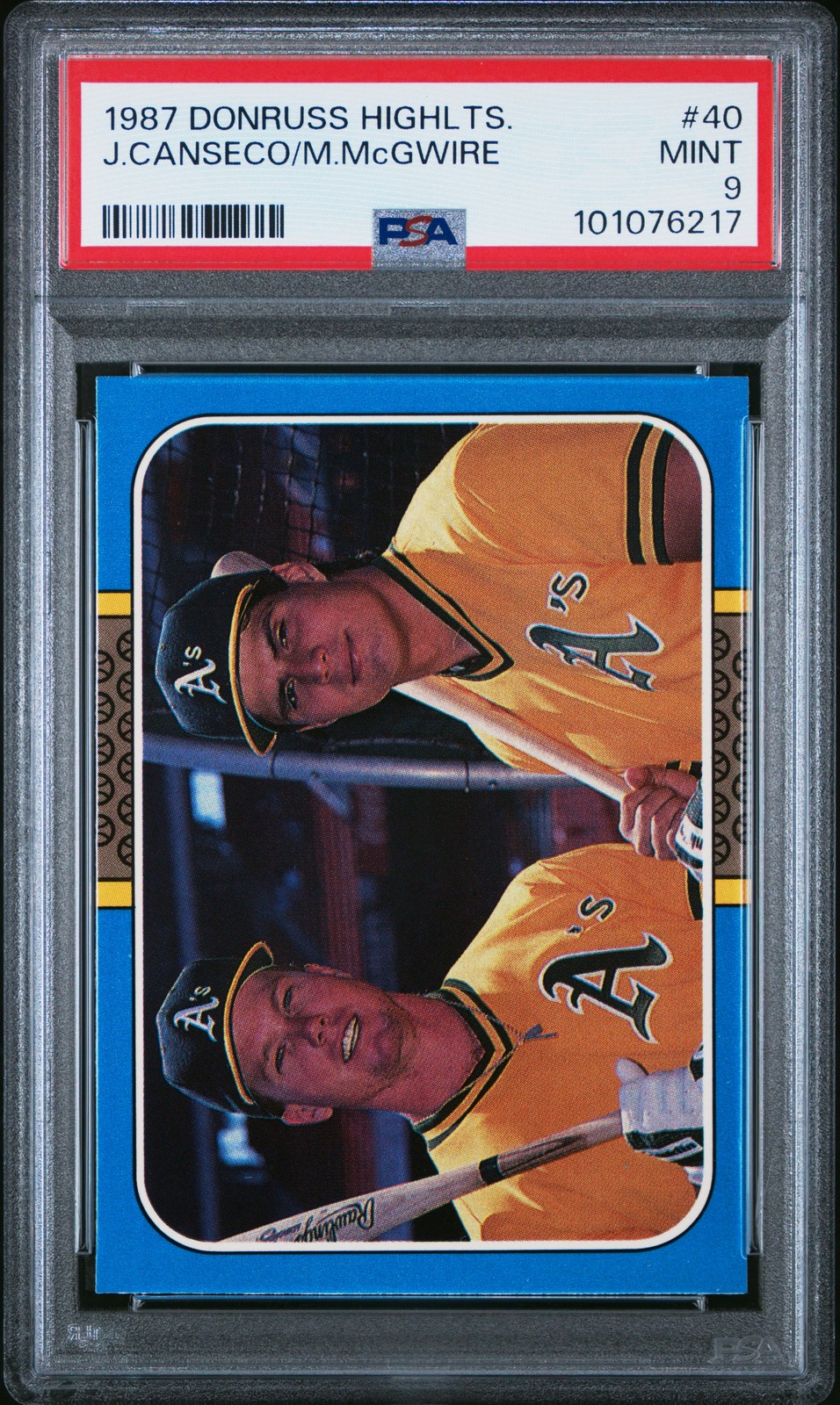 1987 DONRUSS HIGHLIGHTS #40 J.CANSECO/M.MCGWIRE PSA 9