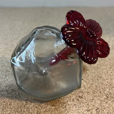 Par-A-Sol Hand Blown Amber Glass Hummingbird Feeder/Inkwell w/Glass Flower