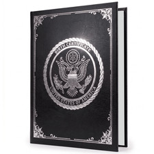 Birth Certificate Holder 8.5x11 Black Faux Leather Document Protector Silver