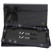 XCLPF Bling License Plate Frames for Women, 2 Pack, Clear Rhinestone, Black