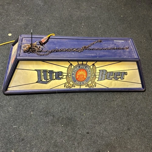 MILLER LITE BEER Pool Table Light 1983 LARGE Vintage 48”x21”