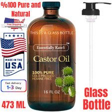 Cold-Pressed Organic Castor Oil in Glass Bottle - 16 Fl Oz - 100 Pure and Natur