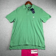 New Chaps Pique Polo Shirt Green Embroidered Crest Casual Mens Large NEW NWT