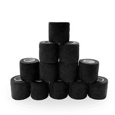 Self Adhesive Bandage Wrap Tattoo Grip Tape 2 inch x 5 Yards 2 Inch, 12-black