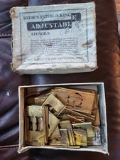 Box Full Of Vintage Reese's Interlocking Adjustable Brass Stenclils