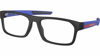 PRADA LINEA ROSSA PS08OV 15C1O1 Matte Blue Transparent 57mm Mens Eyeglasses
